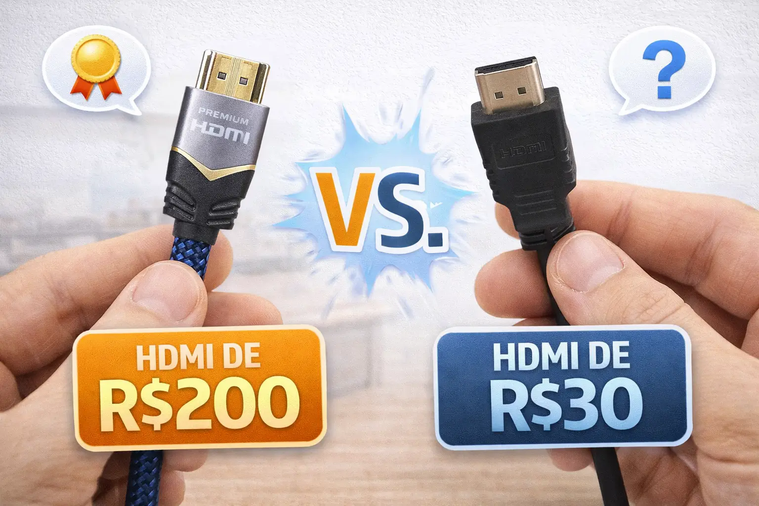 Cabos HDMI de R$ 200 vs. Cabos de R$ 30
